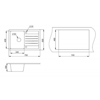 Мойка GRANULA ST-7602 бежевый 760х500мм (без сливной арматуры) Мойка GRANULA ST-7602 бежевый 760х500мм (без сливной арматуры)
