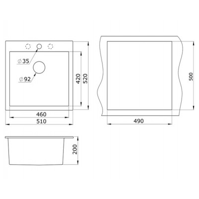 Мойка GRANULA GR-5102 АЛЮМИНИУМ 510х520мм Мойка GRANULA GR-5102 АЛЮМИНИУМ 510х520мм