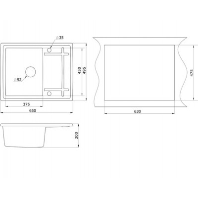 Мойка GRANULA GR-6501 АЛЮМИНИУМ 650х500мм Мойка GRANULA GR-6501 АЛЮМИНИУМ 650х500мм