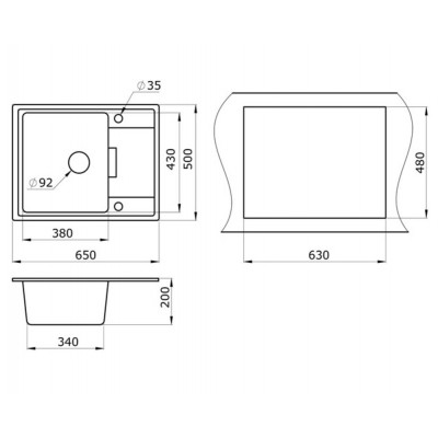 Мойка GRANULA GR-6503 АЛЮМИНИУМ 650х500мм Мойка GRANULA GR-6503 АЛЮМИНИУМ 650х500мм