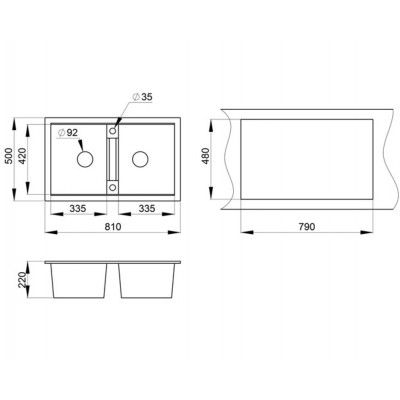 Мойка GRANULA GR-8101 АЛЮМИНИУМ 810х500мм Мойка GRANULA GR-8101 АЛЮМИНИУМ 810х500мм