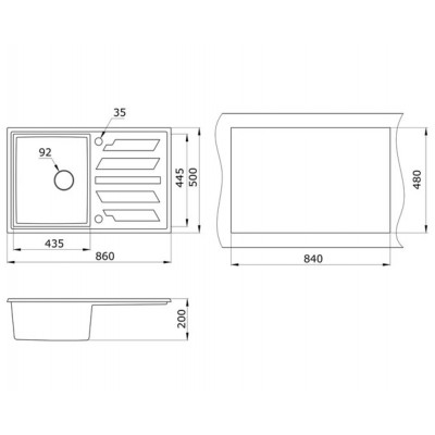 Мойка GRANULA GR-8601 АЛЮМИНИУМ 860х500мм Мойка GRANULA GR-8601 АЛЮМИНИУМ 860х500мм