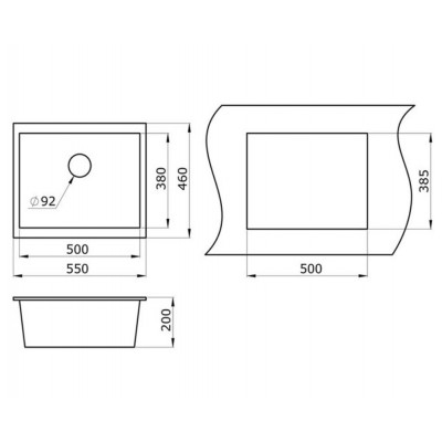Мойка GRANULA GR-5551 шварц 555х460мм Мойка GRANULA GR-5551 шварц 555х460мм