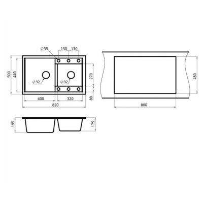 Мойка GRANULA GR-8201 ШВАРЦ 820х500мм Мойка GRANULA GR-8201 ШВАРЦ 820х500мм