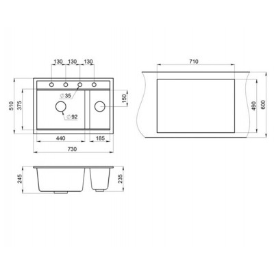 Мойка GRANULA KS-7302 арктик 730х510мм Мойка GRANULA KS-7302 арктик 730х510мм