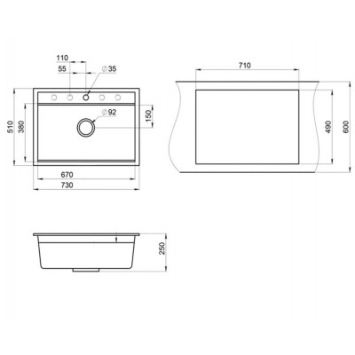 Мойка GRANULA KS-7301 алюминиум 730х510мм Мойка GRANULA KS-7301 алюминиум 730х510мм