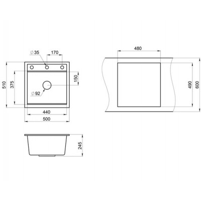 Мойка GRANULA KS-5002 арктик 500х510мм Мойка GRANULA KS-5002 арктик 500х510мм
