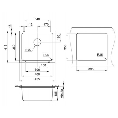 Мойка GRANULA GR-3601 алюминиум 455х415мм Мойка GRANULA GR-3601 алюминиум 455х415мм