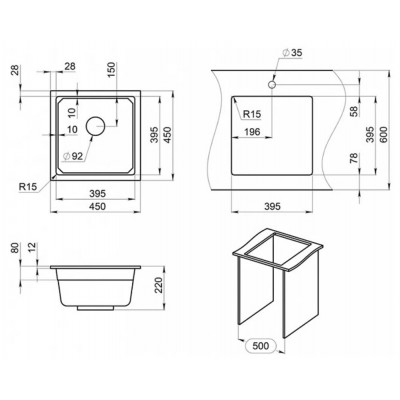 Мойка GRANULA KS-4501U алюминиум Мойка GRANULA KS-4501U алюминиум