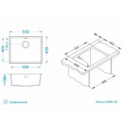 Кухонная мойка ALVEUS OMNI 30 GRANITAL DEEP BLACK-G90 BE 550x450x198 с сифоном 1148151