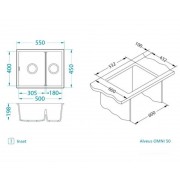Кухонная мойка ALVEUS OMNI 50 GRANITAL CARBON-G91 550x450x198 с сифоном 1150202