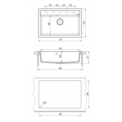 Кухонная мойка Флорентина ЛИПСИ 770 грей Кухонная мойка Флорентина ЛИПСИ 770 грей