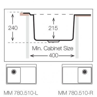 Кухонная мойка TopZero (prime) MM 780.510.GT10K L Кухонная мойка TopZero (prime) MM 780.510.GT10K L