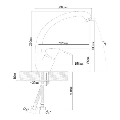 Кухонный смеситель TopZero WIX 202 CR Кухонный смеситель TopZero WIX 202 CR