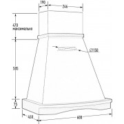 Вытяжка ДИАНА 600 БУК/ БЕЛЫЙ МУАР 900м3 EMA ITALY