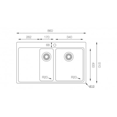 Кухонная мойка TopZero (prime) MM 860.15.510.GT10K L Кухонная мойка TopZero (prime) MM 860.15.510.GT10K L