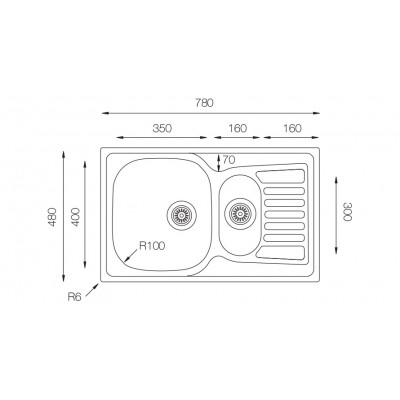 Кухонная мойка TopZero (wellinox) COL 780.480 - 15GT8K Кухонная мойка TopZero (wellinox) COL 780.480 - 15GT8K