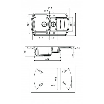 Кухонная мойка Флорентина НИРЕ 860 К антрацит Кухонная мойка Флорентина НИРЕ 860 К антрацит