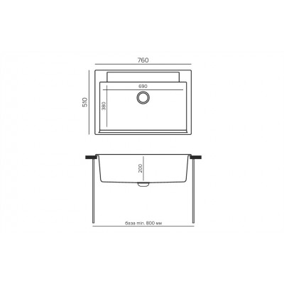 TOLERO GELCOAT Casilla-760 мойка, цвет Космос TOLERO GELCOAT Casilla-760 мойка, цвет Космос