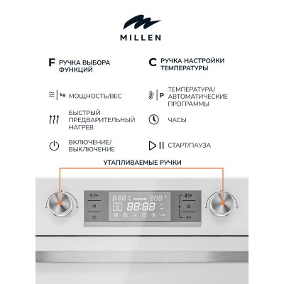 MILLEN MEOM 045 WH духовой шкаф с функциями СВЧ MILLEN MEOM 045 WH духовой шкаф с функциями СВЧ
