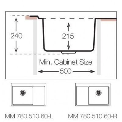 Кухонная мойка TopZero (prime) MM 780.510.60.GT10K R Кухонная мойка TopZero (prime) MM 780.510.60.GT10K R