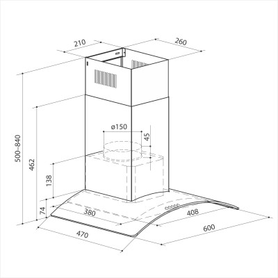 Вытяжка LEX PARIS N 600 INOX Вытяжка LEX PARIS N 600 INOX
