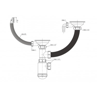 Сифон двойной Dr gans SMART GRAND 31 /2 Эконом Сифон двойной Dr gans SMART GRAND 31 /2 Эконом