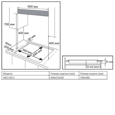 EVELUX Варочная поверхность HEG 638 X EVELUX Варочная поверхность HEG 638 X