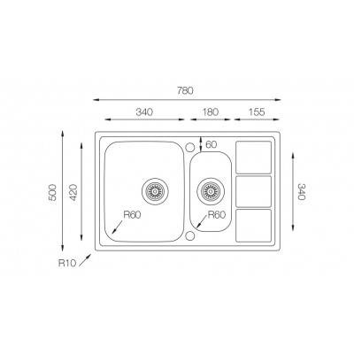 Кухонная мойка TopZero (prime) LTL 780.500.15GT8K Кухонная мойка TopZero (prime) LTL 780.500.15GT8K