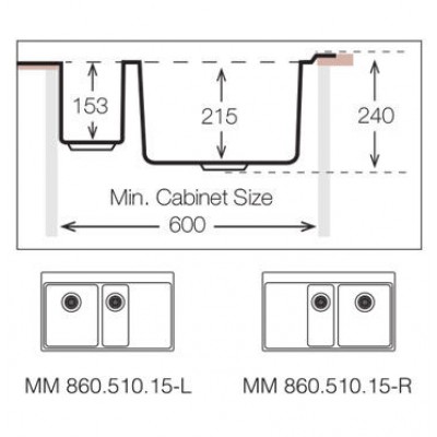 Кухонная мойка TopZero (prime) MM 860.15.510.GT10K R Кухонная мойка TopZero (prime) MM 860.15.510.GT10K R