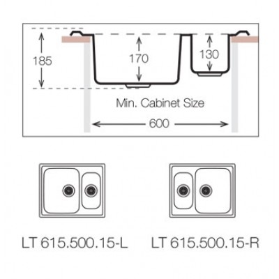 Кухонная мойка TopZero (prime) LTL 615.500.15.GT8K Кухонная мойка TopZero (prime) LTL 615.500.15.GT8K