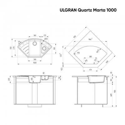 Мойка ULGRAN Quartz Marta 1000-08 космос Мойка ULGRAN Quartz Marta 1000-08 космос