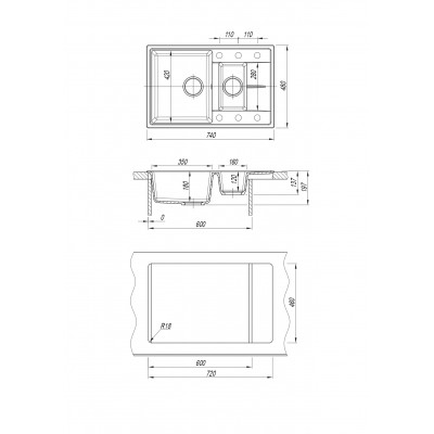 Кухонная мойка Dr.Gans Smart Оливия 740 К белый Кухонная мойка Dr.Gans Smart Оливия 740 К белый