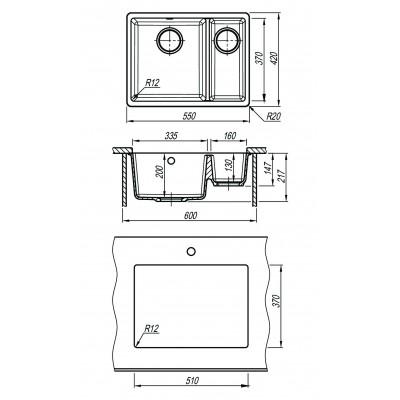 Кухонная мойка Флорентина ВЕГА 335/160 песочный Кухонная мойка Флорентина ВЕГА 335/160 песочный
