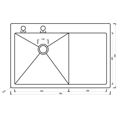 Мойка ARONA ARS 780*505 L BLACK PVD Мойка ARONA ARS 780*505 L BLACK PVD