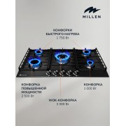 MILLEN MGH 901 BL газовая варочная поверхность