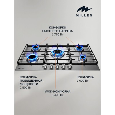 MILLEN MGH 901 IX газовая варочная поверхность MILLEN MGH 901 IX газовая варочная поверхность