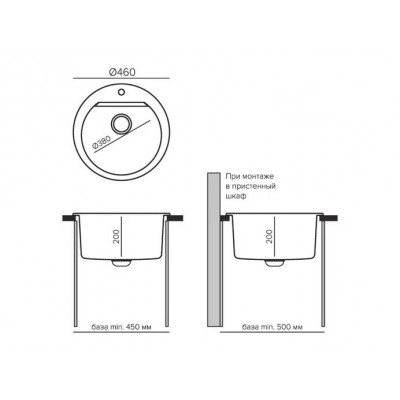 TOLERO GELCOAT Ronda-460 мойка, цвет Черный TOLERO GELCOAT Ronda-460 мойка, цвет Черный
