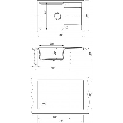Кухонная мойка DR.Gans ТЕХНО 760 черный Кухонная мойка DR.Gans ТЕХНО 760 черный