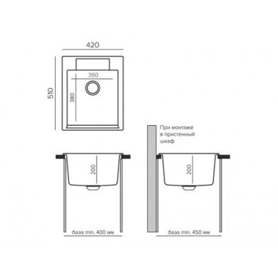 TOLERO GELCOAT Casilla-420 мойка, цвет Серый TOLERO GELCOAT Casilla-420 мойка, цвет Серый