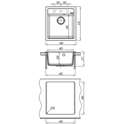 Кухонная мойка Флорентина ЛИПСИ 460 антрацит Кухонная мойка Флорентина ЛИПСИ 460 антрацит