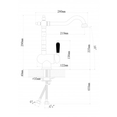 Смеситель Ода FL цвет черный, (РОССИЯ) Смеситель Ода FL цвет черный, (РОССИЯ)