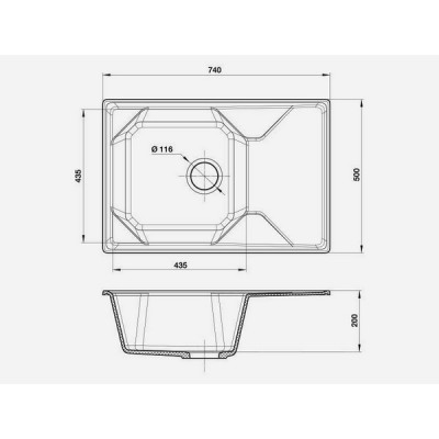 Мойка Granfest GF-U-740L белый Мойка Granfest GF-U-740L белый