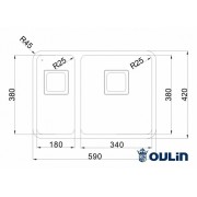 OULIN OL-0369L левая (квадратный выпуск) 590х420мм