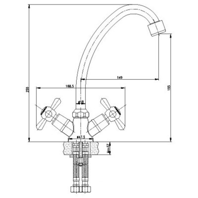 Смеситель Lemark для кухни двуручный , Хром. Смеситель Lemark для кухни двуручный , Хром.