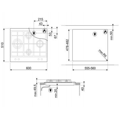 Варочная поверхность газовая SMEG PX164L акция Варочная поверхность газовая SMEG PX164L акция