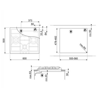 Варочная поверхность газовая SMEG SER60SGH3 акция Варочная поверхность газовая SMEG SER60SGH3 акция