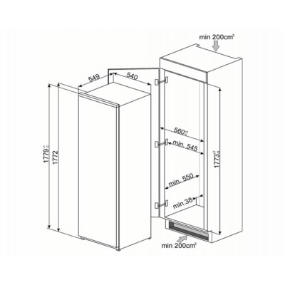 Морозильник встр. SMEG S7220FND2P1 Морозильник встр. SMEG S7220FND2P1