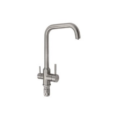 Смеситель 91115 Г-образный вытяжной излив, с дв. выпуском воды д/фильтра, из нерж. стали 304 Смеситель 91115 Г-образный вытяжной излив, с дв. выпуском воды д/фильтра, из нерж. стали 304