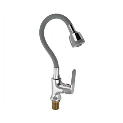 Смеситель МАК 4107, боковой, с гибким изливом серого цвета, хром Смеситель МАК 4107, боковой, с гибким изливом серого цвета, хром